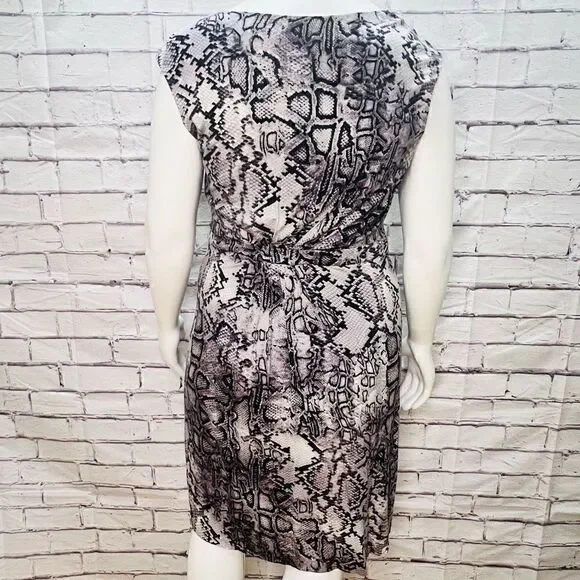 Suzi Chin for Maggy Boutique Womens Snake Print Crew Neck Belted Midi Dress 16 - Picture 5 of 7